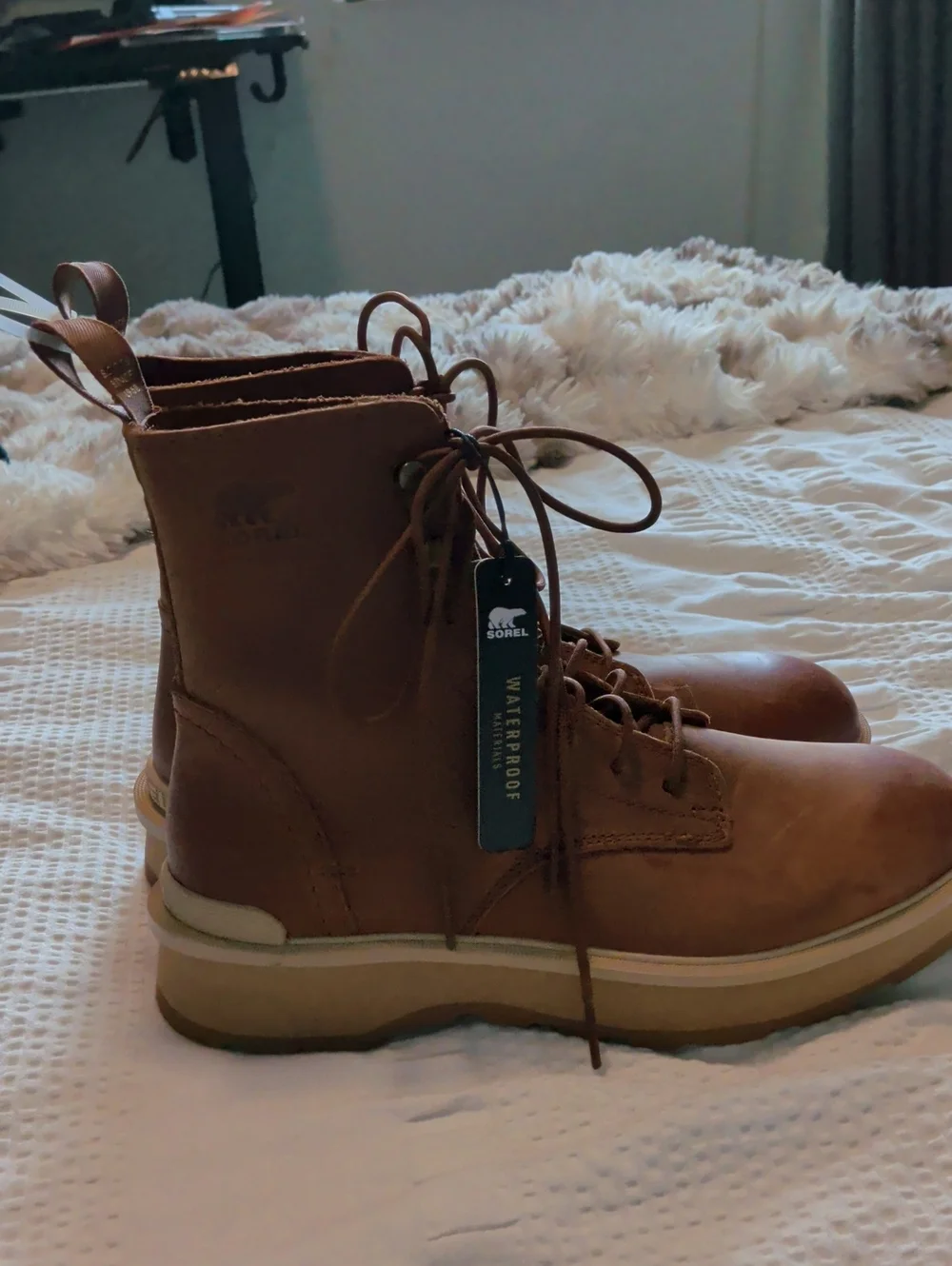 Sorel Womens Hi Line Tan Lace-Up Boots